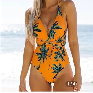 Yellow one piece bathing suit